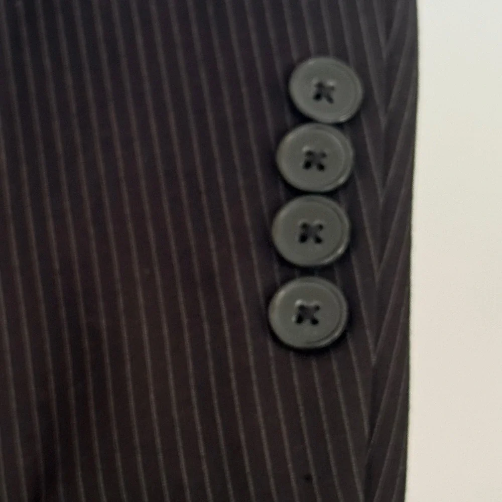 Billy London Black Pinstripe Blazer 40L Blue‎ Lining Tailored Modern Classic